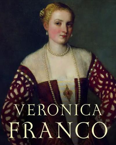 A painted portrait of a woman looking at the viewer with her head slightly tilted.